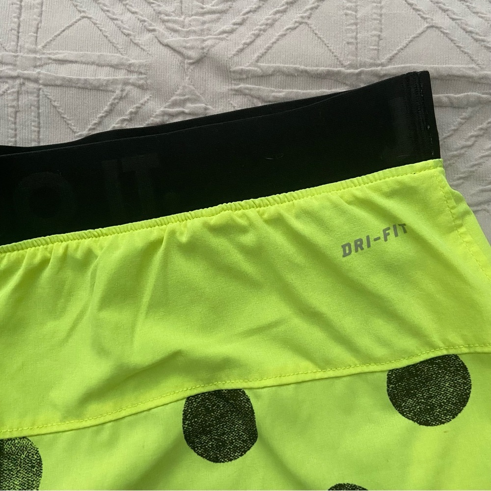 Nike Women's Lime Green and Black Polka Dot Shorts - Picture 4 of 9